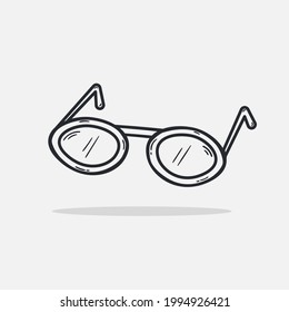 Hand drawn Sunglass icon Design Template. vector sketch doodle illustration isolated on white background. Summer vacation and leisure symbol. Perfect For coloring books and stickers.