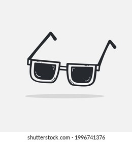 Hand drawn Sunglass icon Design Template. Illustration vector graphic. doodle Sunglass black glyph style isolated on white background. Summer vacation and leisure symbol.