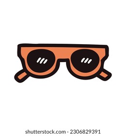 Hand Drawn sunglasses in doodle style isolated on background