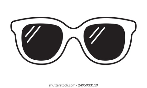 Icono de gafas de sol dibujadas a mano. Concepto de diseño de unas vacaciones de verano de playa junto al mar.  Puede ser utilizado en Diseño web, impresión, textil, embalaje. Ilustración vectorial.