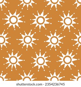 handgezeichneter Sonnenschein, nahtloses Muster, warmer Sommer, ethnischer Hintergrund