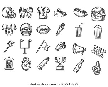 Conjunto de adesivo do Super Bowl desenhado à mão - incolor