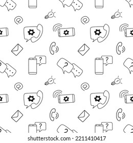 
Hand drawn support service vector seamless pattern. Isolated on white background