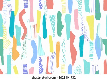 Hand drawn surface design. Artistic Memphis textured background for cards, invitations, banners and brochures. Grunge seamless pattern for wrapping paper, textile and wallpaper. Vector illustration.