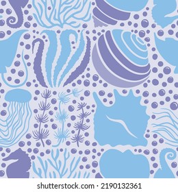 Hand drawn surface design, colored seamless pattern, 	fancy sketch