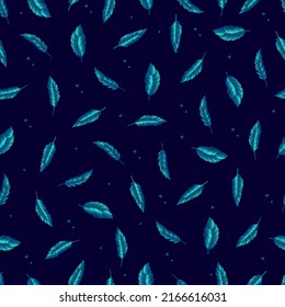 hand drawn surface  with different bird feathers vector seamless pattern with gradient