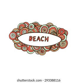 Hand drawn surfboard doodle for background, cards, and other