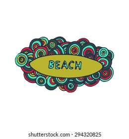 Hand drawn surfboard doodle for background, cards, and other