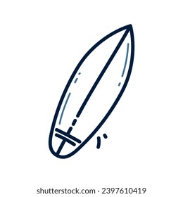 Hand drawn surfboard doodle line illustration. surfboard doodle icon vector.