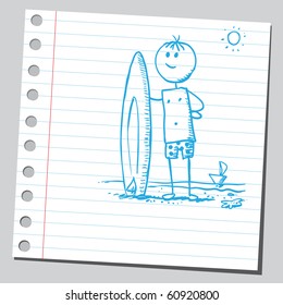 Hand drawn surfer