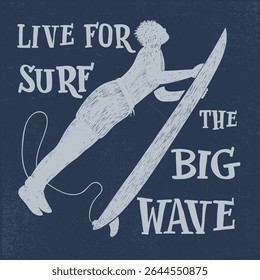 Hand Drawn Surfer Vector Illustration For Apparels