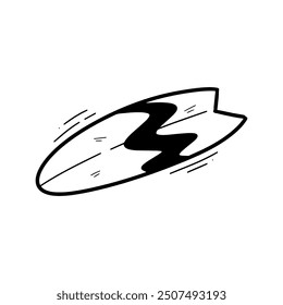 Hand Drawn Surfing Board Illustration. Doodle Vector. Isolated on White Background - EPS 10 Vector