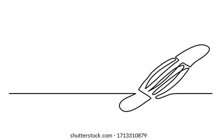 Hand Drawn Surgical Mask. Continuous Line Art isolated on White Background. Medical and Coronavirus Concept. Vector Illustration.