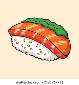 Hand drawn sushi cartoon illustration