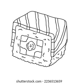 Hand drawn sushi roll clipart. Japanese traditional cuisine dishes. Asian food
