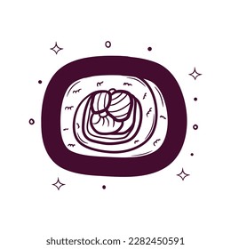hand drawn sushi roll vector illustration