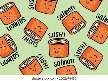 Hand drawn sushi, vector illustration