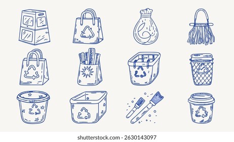 Hand drawn Sustainability Icons Eco Friendly Lifestyle Graphics for Eco Conscious Projects
