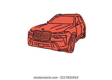 SUV desenhado à mão. Ilustrações vetoriais para impressões de vestuário e outros usos.