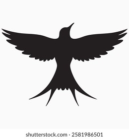 Hand drawn swallow bird silhouette