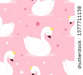 Hand drawn swan seamless pattern vector illustration.