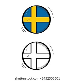 Hand Drawn Sweden Flag Icon Vector Design.