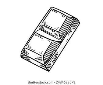 Hand drawn sweet chocolate bar. Monochrome sketch vector illustration isolated on white background