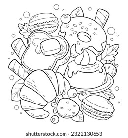 hand drawn sweet coloring pages illustration