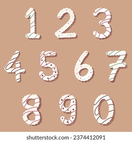Hand drawn sweet cookie number font number illustration.