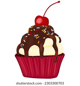 hand drawn sweet cupcake illustration