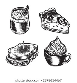 hand drawn sweet food design illustration bundle