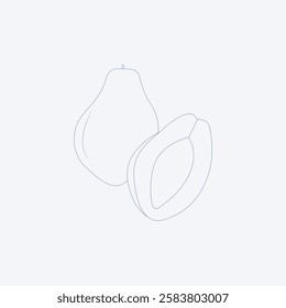Hand drawn  sweet food Papaya line art
 

