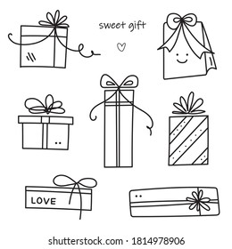 icono de caja de regalo dulce dibujada a mano