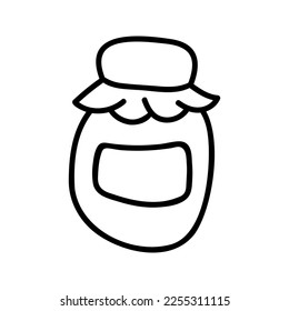 Hand drawn sweet jam in jar. Vector line doodle illustration