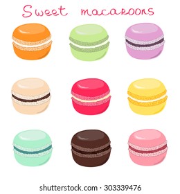 Hand drawn sweet macaroons vector set