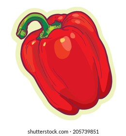 Hand drawn sweet red pepper cartoon vector.