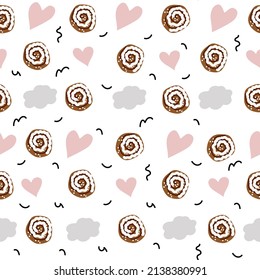 Hand drawn sweets and candies  seamless pattern.