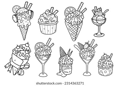 Hand Drawn sweets and desserts collection in flat style illustration for business ideas isolated on background