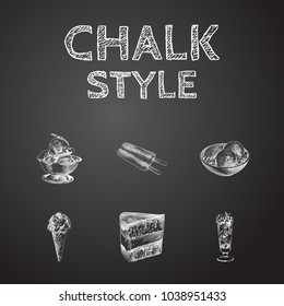 Hand drawn sweets sketches set. Collection of cocktail, dessert, french vanilla and other sketch elements.