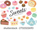 Hand Drawn Sweets and Tea Illustration Set