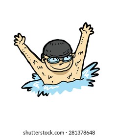 hand drawn swimmer