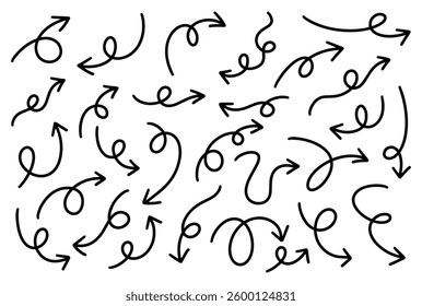Hand drawn Swirl Arrow Doodle Illustration