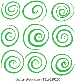Hand Drawn Swirl Circle Green Vectors