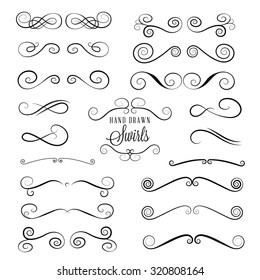 Hand drawn swirls and flourishes. Calligraphic design elements. 