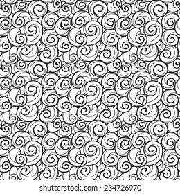 Hand drawn swirls seamless background pattern