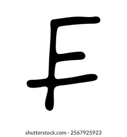 Hand drawn swiss franc currency symbol. Brush stroke doodle. Single element for design