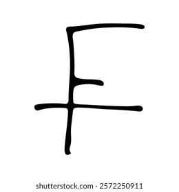 Hand drawn swiss franc currency symbol. Brush stroke doodle. Single element for design