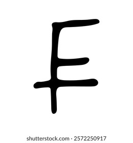 Hand drawn swiss franc currency symbol. Brush stroke doodle. Single element for design