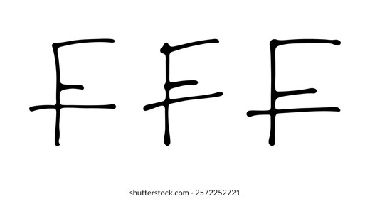 Hand drawn swiss franc currency symbol set Brush stroke doodle Single element for design