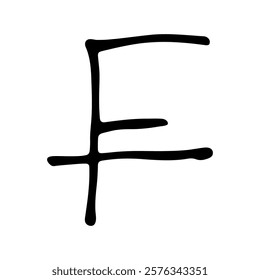 Hand drawn swiss franc currency symbol. Brush stroke doodle. Single element for design